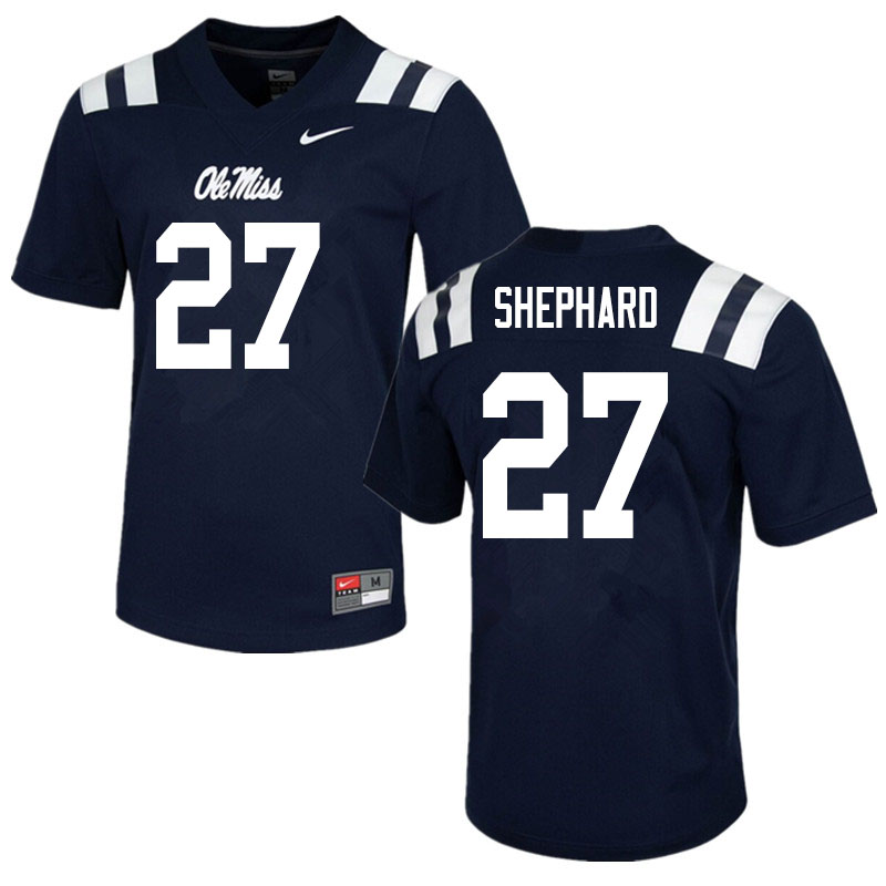 Ole Miss Rebels #27 Urriah Shephard College Football Jerseys Sale-Navy